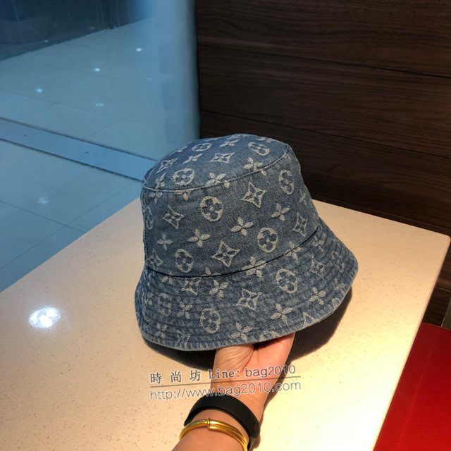 LV男女同款帽子 路易威登牛仔布印花漁夫帽遮陽帽  mm1084
